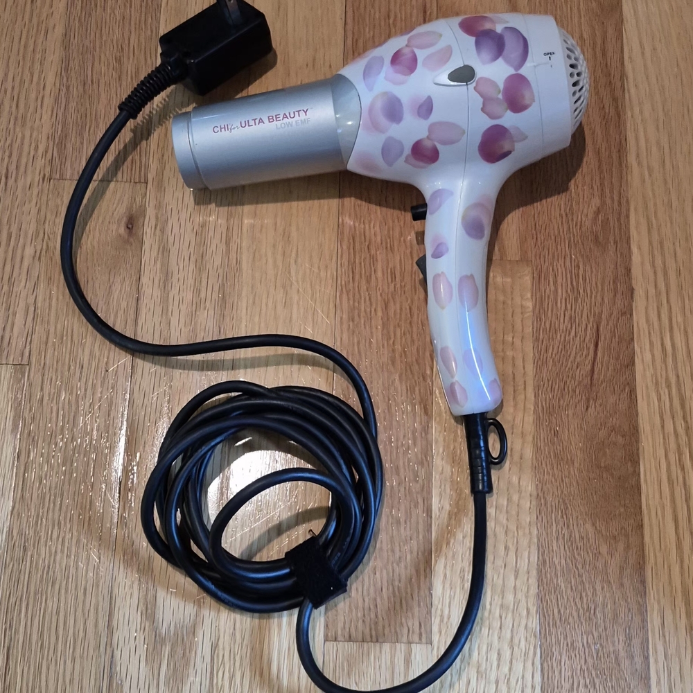 CHI Hair Dryer White with Pink Petal Design- Chi For Ulta